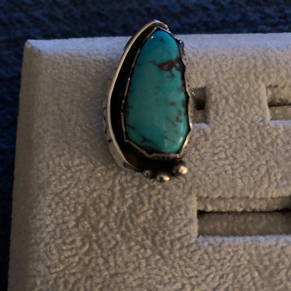 Vintage Turquoise Sterling Silver/925 Ring  Size 6 - Picture 5 of 9